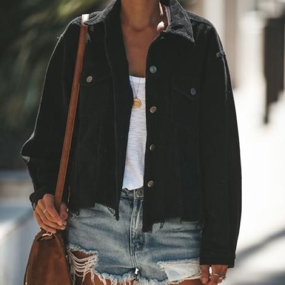 Vici Distressed Cotton Corduroy Jacket 